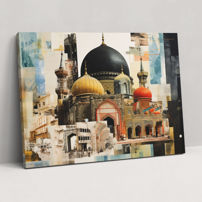 Collage Mosque Canvas Print - Mosque, Vibrant Assemblage, Canvas, Canvas Print