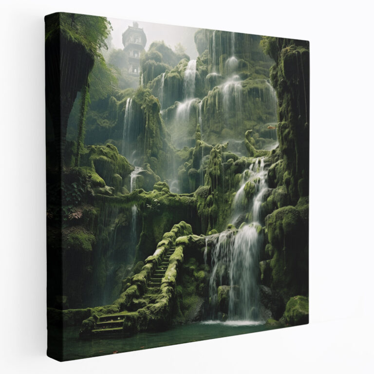 Moss Waterfall Canvas Print - Moss, Wall Decoration, Canvas Wall Art, Waterfall