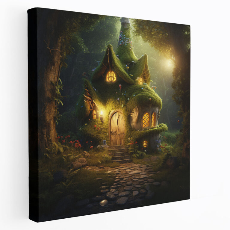 Moss Wall Art - Fairytale-Inspired Cottage Canvas Print - Moss, Moss Wall Art, Canvas, Home Decoration