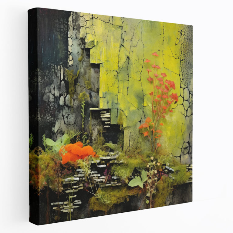 Moss Wall Art - Mixed Media Collage Canvas Print - Moss, Canvas Wall Art, Moss Wall Art, Canvas
