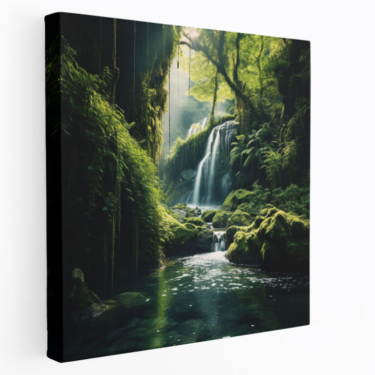 Tranquil Waterfall Canvas Print - Moss, Waterfall, Moss, Canvas Wall Art