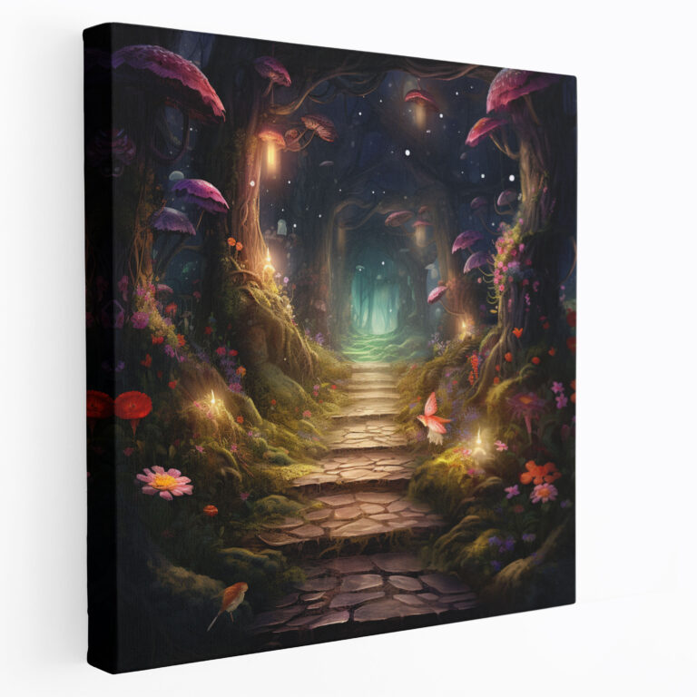 Whimsical Pathway Wall Decoration - Moss, Wall Decoration, Wall Art, Canvas Wall Art