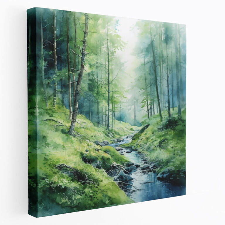 Moss Canvas Print - Serene Moss-Covered Forest Wall Art - Moss, Nature-Inspired Canvas, Serene Forest, Artistic Watercolor Painting