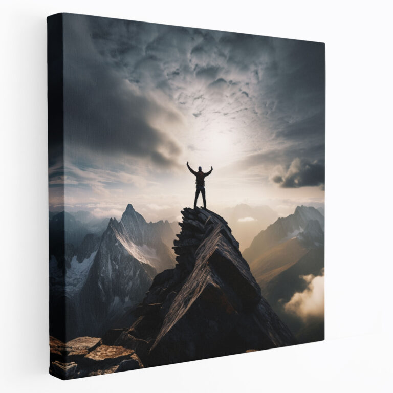 Motivational Canvas Print: Summit Success - Motivational, Mountain Photograph, Canvas, Home Decoration