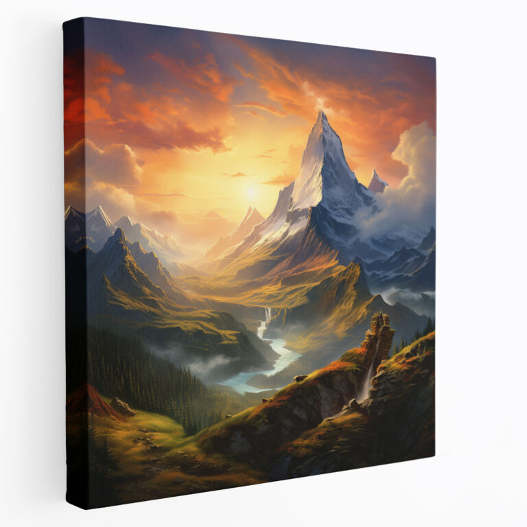 Motivational Canvas Print - Mountain Sunset Wall Art - Motivational, Canvas Wall Art, Canvas, Canvas Print