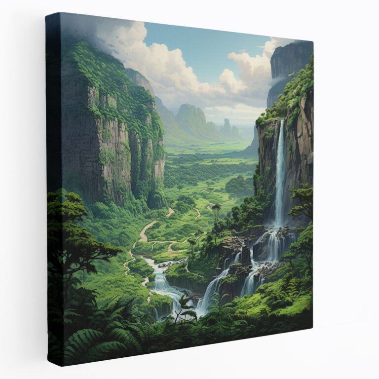 Motivational Canvas Print - Waterfall Landscape Wall Art - Motivational, Home Decoration, Strength, Canvas Wall Art