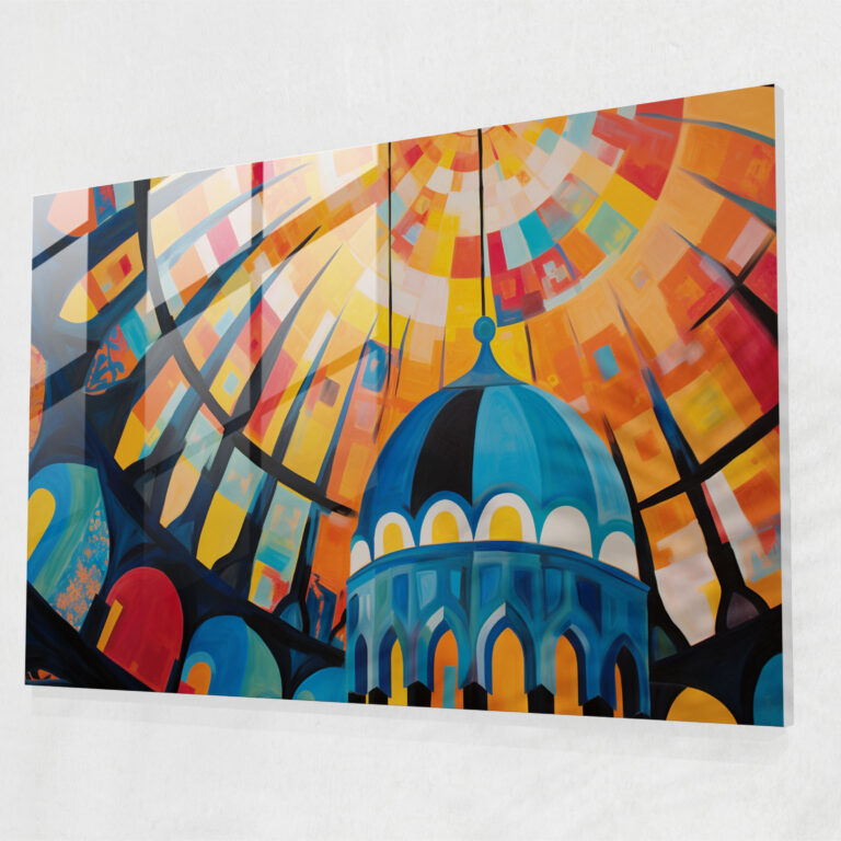 Abstract Glass Print Of Mosque Dome - Mosque, Modern Art, Home Decoration, Glass Wall Art