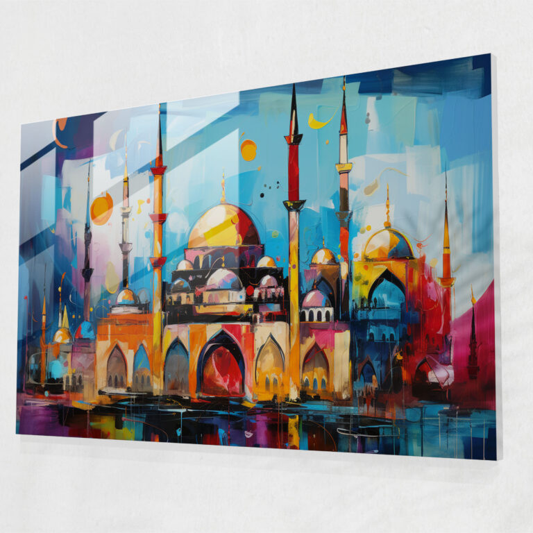 Abstract Expressionist Glass Print Mosque - Mosque, Mosque, Glass Art, Modern Art