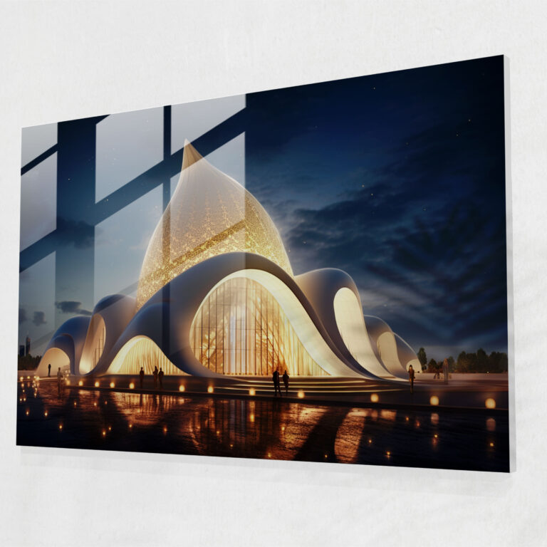 Futuristic Glass Print Mosque - Mosque, Glass Print, Futuristic, Mosque