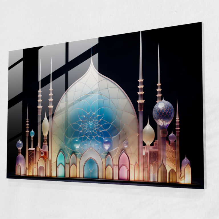 Mosque Glass Art In Pastel Colors - Mosque, Mosque, Glass Wall Art, Modern Art