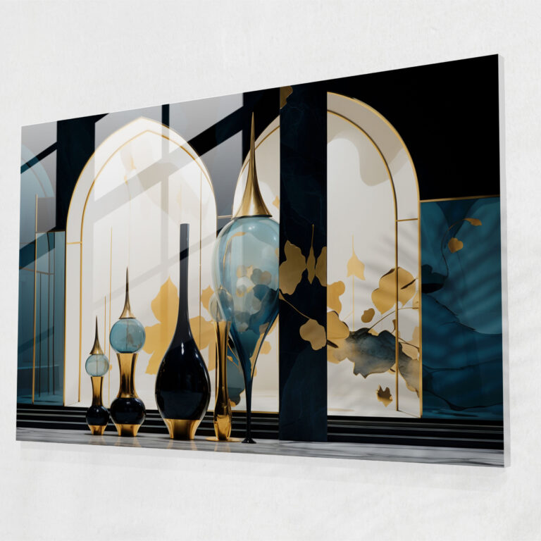 Contemporary Mosque Glass Print - Mosque, Abstract Minimalism, Fusion, Home Decoration