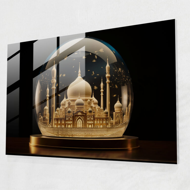 Impressive Mosque Dome Glass Print - Mosque, Majestic Aura, Remarkable Dome, Intricate Details