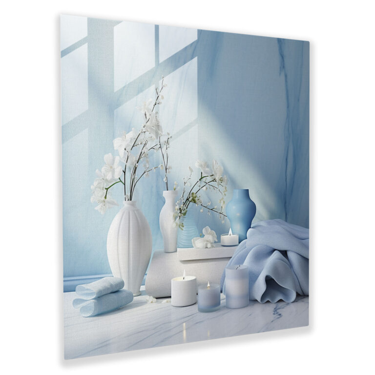 Serene Blue Marble Glass Wall Art - Marble, Modern Art, Glass Print, Serene