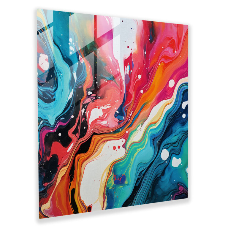 Vibrant Marble Glass Art - Marble, Dynamic, Multicolored, Wall Decoration