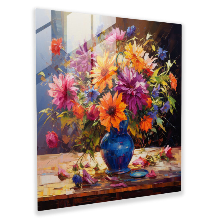 Harmony Bouquet Glass Print - Neo-Impressionist Artwork Glass Wall Art - Home Decoration - Wall Decor - Glass Art - Modern Artwork