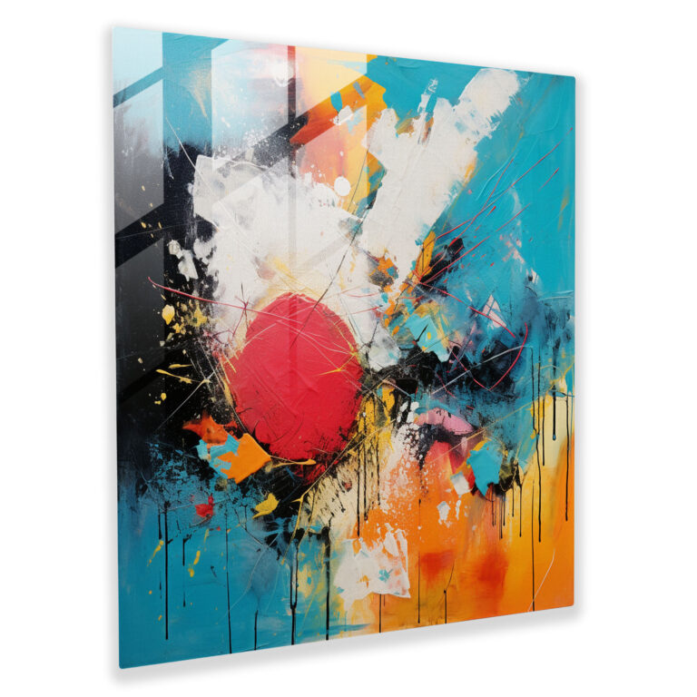 Enigmatic Glass Print - Abstract Explosion of Colors and Textures Glass Wall Art