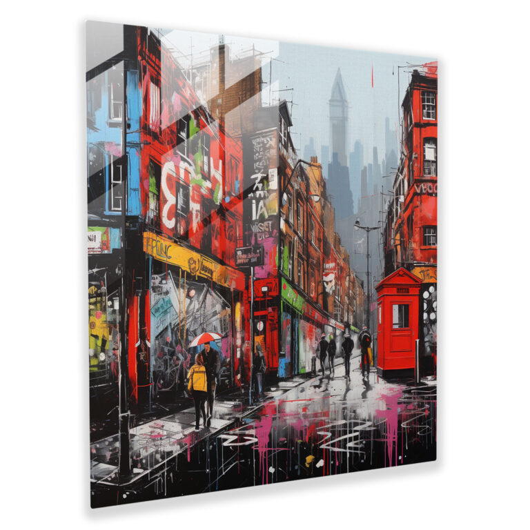 Urban Expression Glass Print - Contemporary Cityscape Graffiti Glass Wall Art