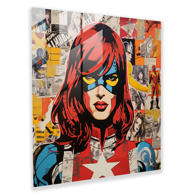 Eye-Catching Glass Print - Vibrant Comic Book Collage - Pop Art Glass Wall Art
