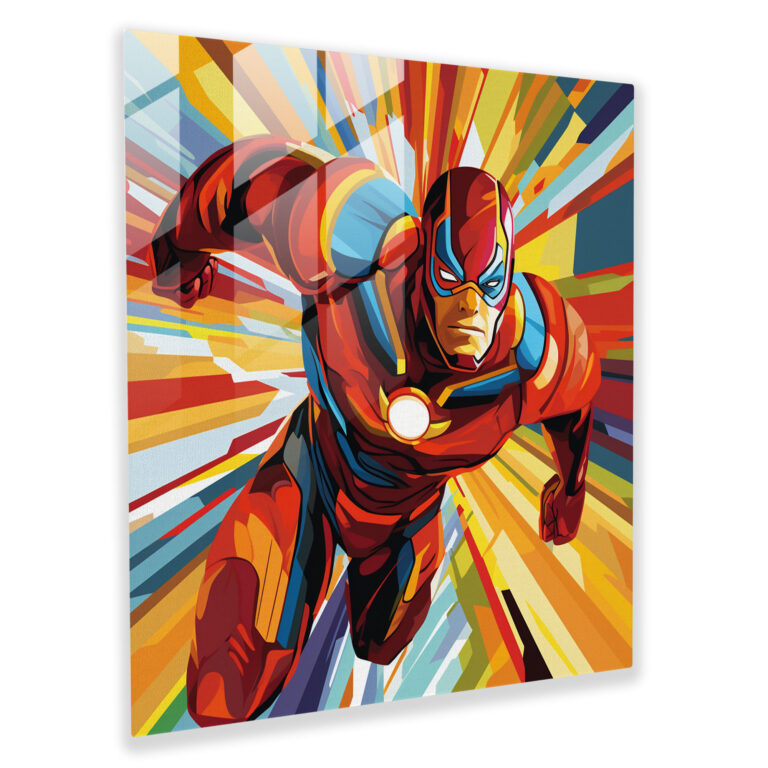 Superhero Pop Sensation Glass Print - Whimsical Comic Glass Wall Art