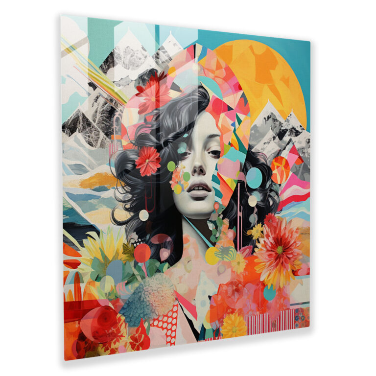Eclectic Glass Print of Contemporary Collage - Bold Glass Wall Art for Modern Home Decoration