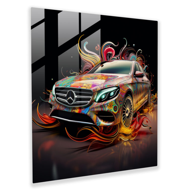 Mercedes Glass Print - Intricate Digital Artwork - Mercedes, Wall Decoration, Glass Print, Home Decoration