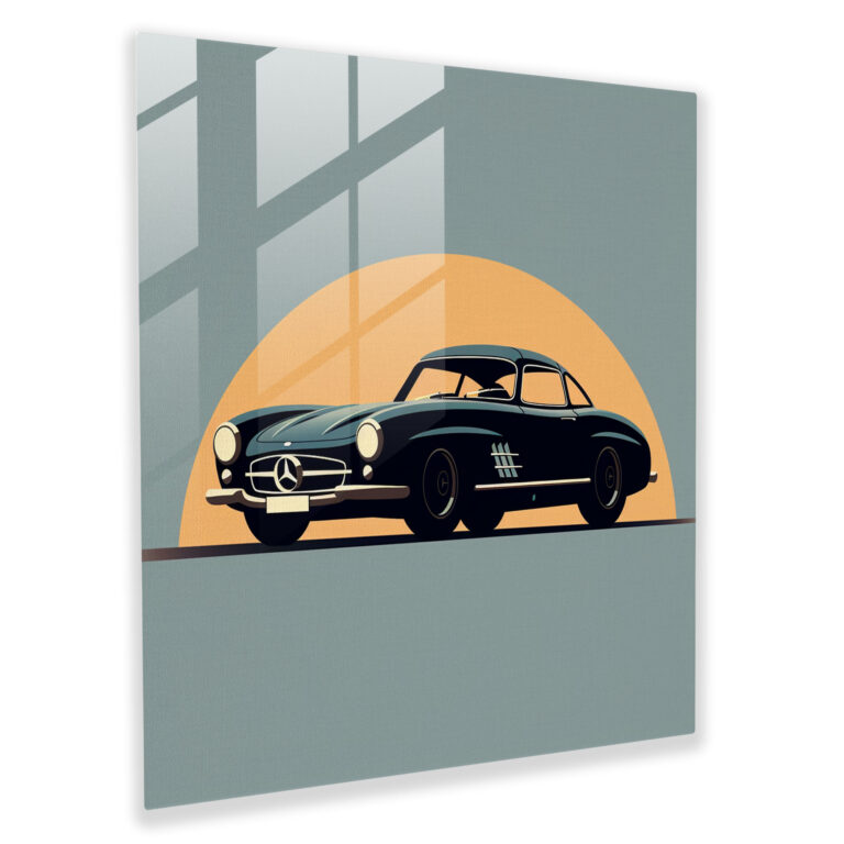 Minimalist Mercedes Glass Print - Sleek Silhouette Wall Art - Mercedes, Glass Print, Glass Wall Art, Minimalist