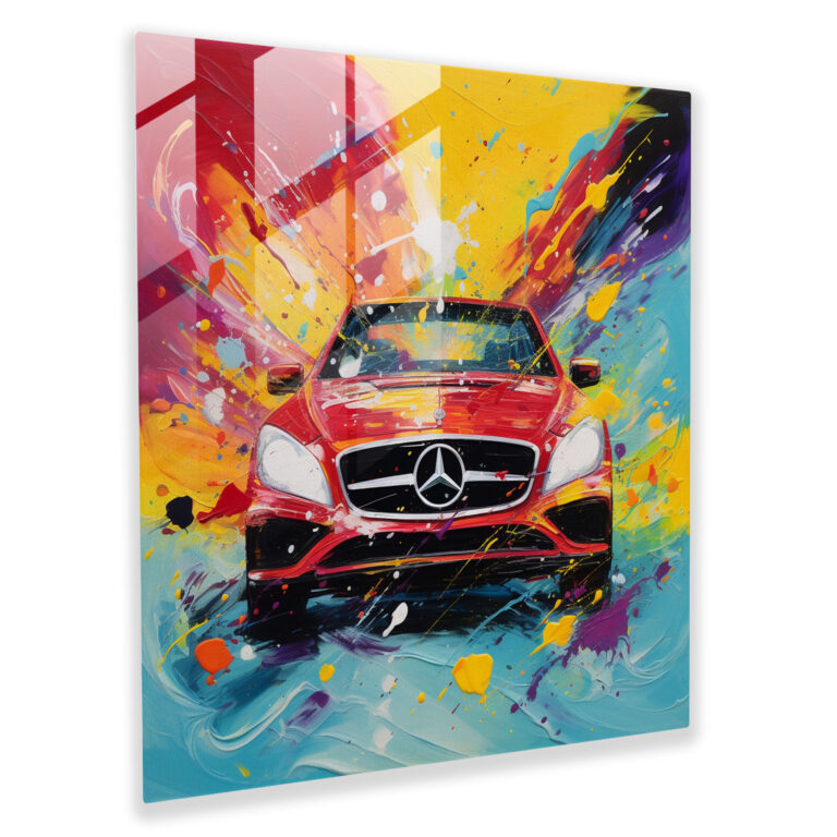 Mercedes Abstract Glass Print - Mercedes, Wall Decoration, Bold Brushstrokes, Glass Wall Art