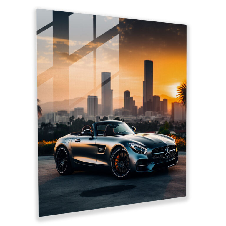 Mercedes Cityscape Glass Print - Mercedes, Glass Art, City Skyline, Home Decoration