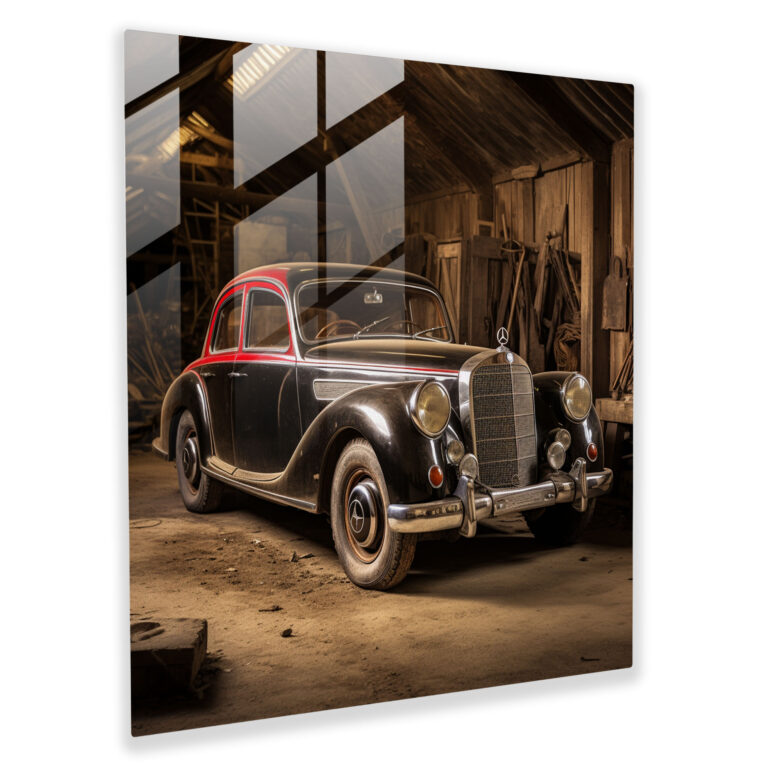 Classic Mercedes Glass Print - Mercedes, Glass Art, Wall Decoration, Glass Print