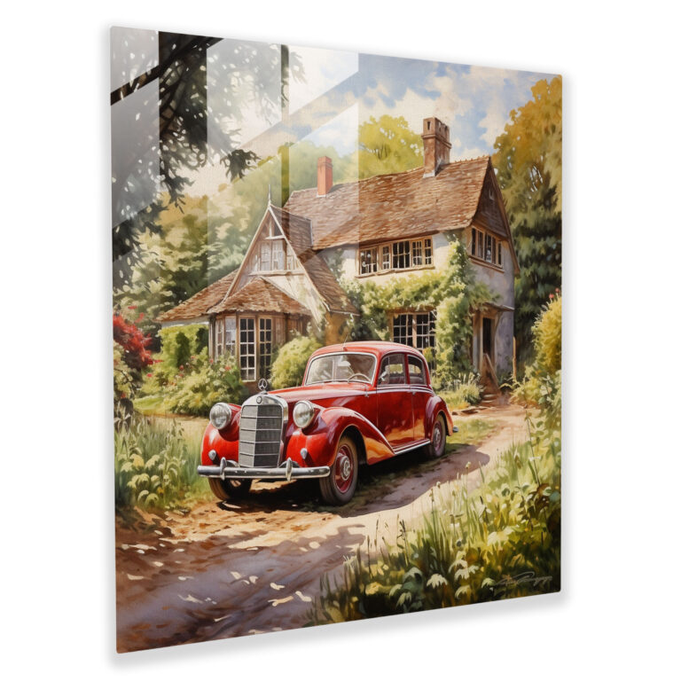 Mercedes Countryside Glass Print - Mercedes, Serene, Glass Art, Modern Art
