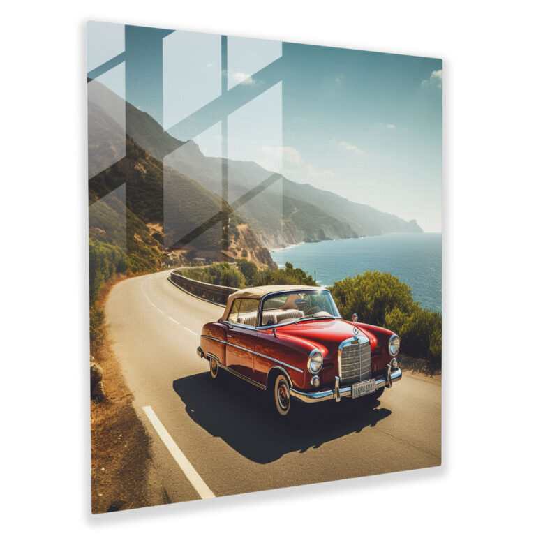Mercedes Glass Print - Retro-Inspired Vintage Car - Mercedes, Glass Wall Art, Mercedes, Glass Print
