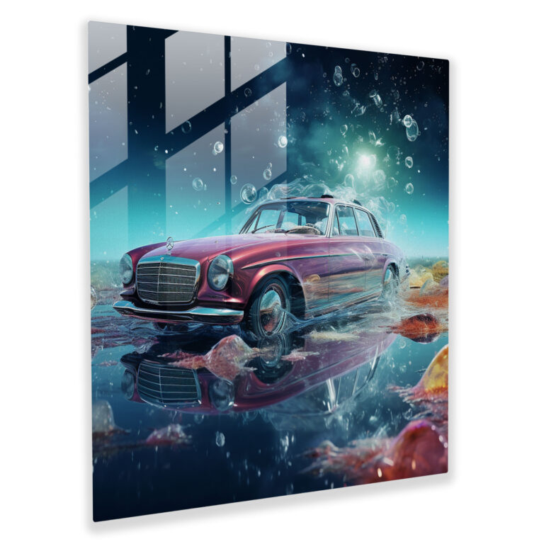 Mercedes Glass Print - Futuristic Dreamlike Cosmos - Mercedes, Wall Decoration, Modern Art, Dreamlike Cosmos