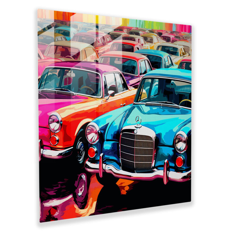 Mercedes Glass Print - Pop Art Silhouette Pattern - Mercedes, Pop Art, Modern Art, Home Decoration