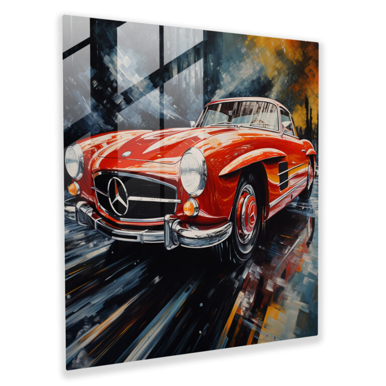 Realistic Mercedes Glass Print - Mercedes, Modern Art, Wall Decoration, Dynamic Pose