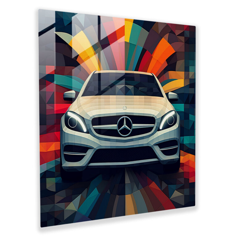 Geometric Mercedes Glass Print - Mercedes, Home Decoration, Mercedes, Geometric Digital Artwork