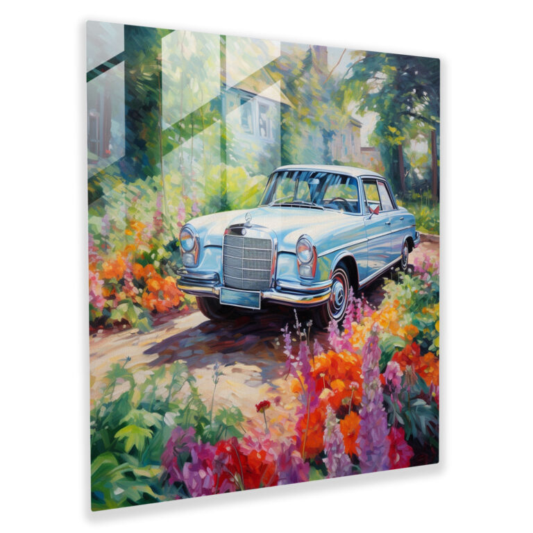 Mercedes Glass Print: Impressionist Garden Scene - Mercedes, Glass Wall Art, Glass Print, Home Decoration