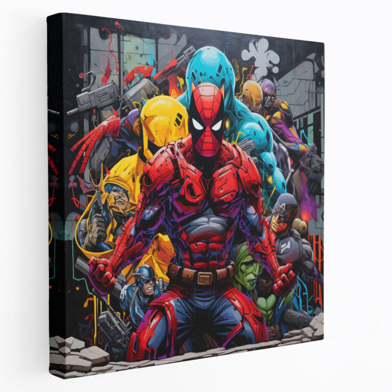 Marvel Wall Decoration - Vibrant Superheroes Graffiti - Marvel, Superheroes, Graffiti Artwork, Canvas Print