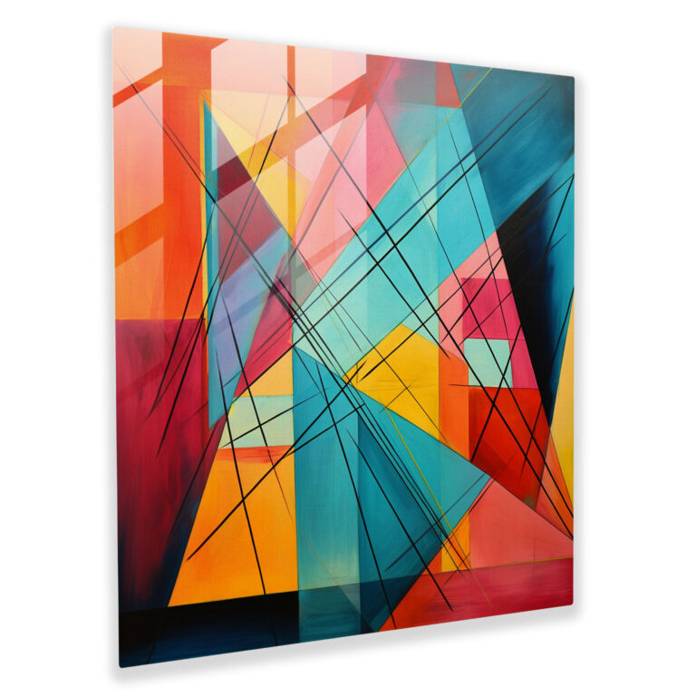 Motivational Wall Decoration - Motivational, Abstract Geometric Design, Vibrant Hues, Modern Art