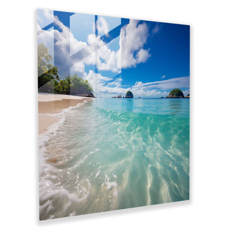 Motivational Glass Wall Art - Serene Beach View - Motivational, Glass Print, Tranquility, Coastal