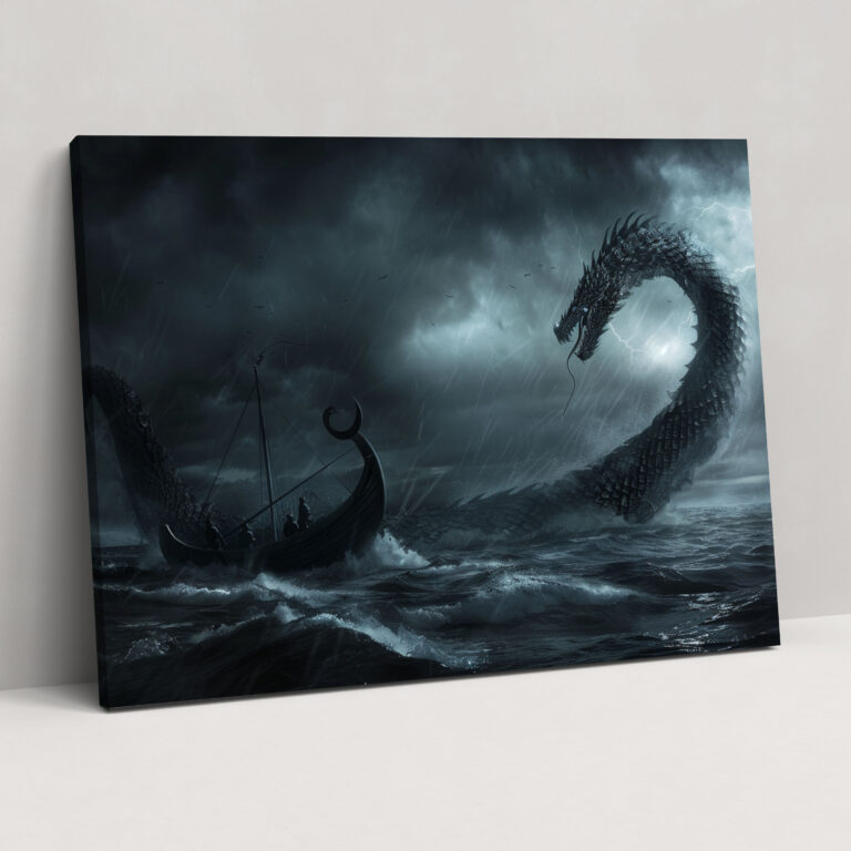 Mythology Wall Art - Odin And The World Serpent - Mythology, Canvas Wall Art, Wall Art, Canvas