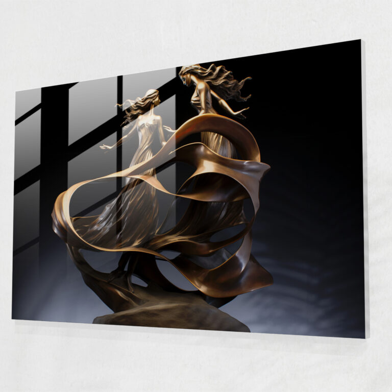Mythology Glass Print - Dance Of Mythological Figures - Mythology, Elegance, Glass Art, Contemporary Sculpture