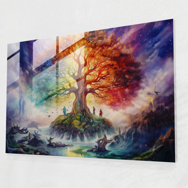Mythology Glass Wall Art - Gods And Goddesses Beneath Yggdrasil - Mythology, Goddesses, Glass Print, Glass Art