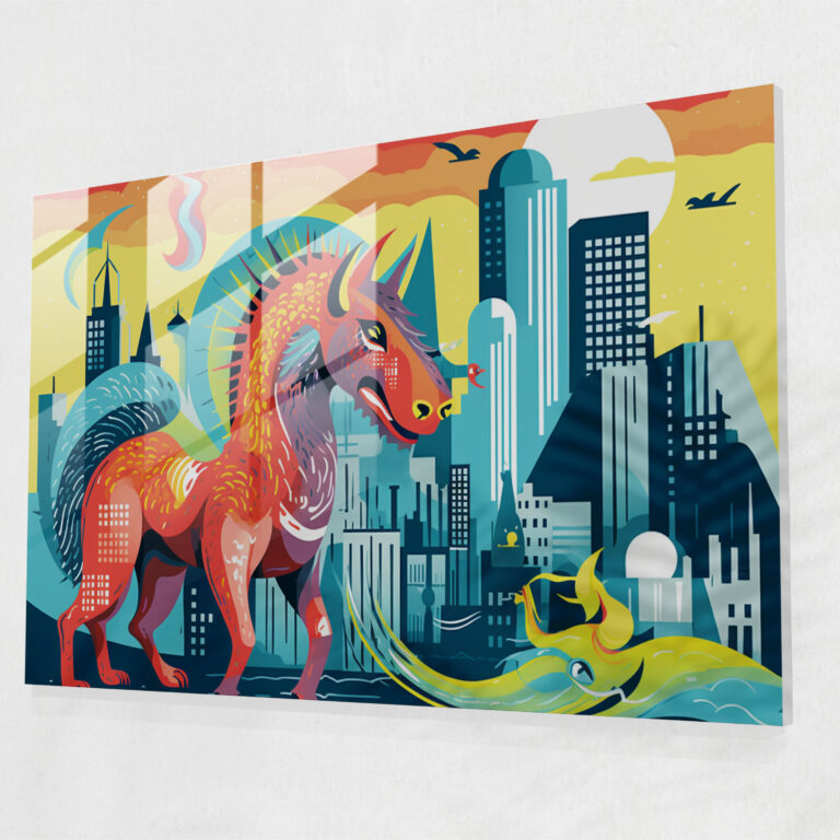 Mythology Glass Wall Art - Playful Mythological Creatures - Mythology, Illustration, Home Decoration, Mythological Creatures