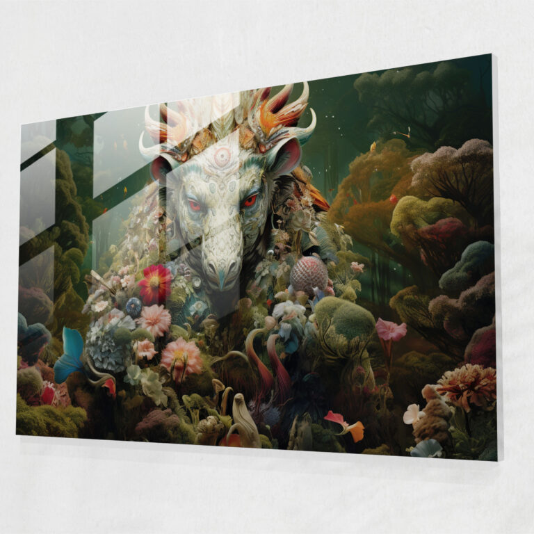 Mythology Glass Print - Enchanted Forest Of Mythical Creatures - Mythology, Glass Print, Enchanted Forest Of Mythical Creatures, Wall Decoration