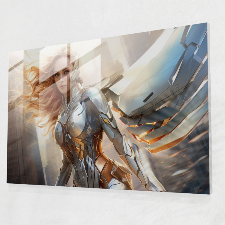 Mythology Glass Wall Art: Cybernetic Valkyrie - Mythology, Glass Wall Art, Wall Decoration, Home Decoration