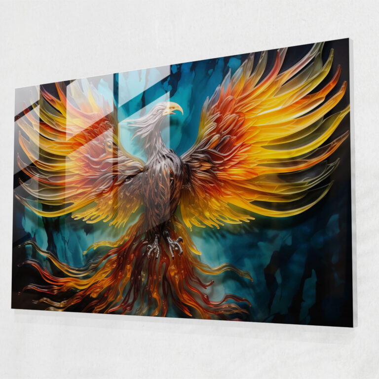 Mythology Glass Wall Art - Mythology, Glass Art, Rising From The Ashes, Modern Art