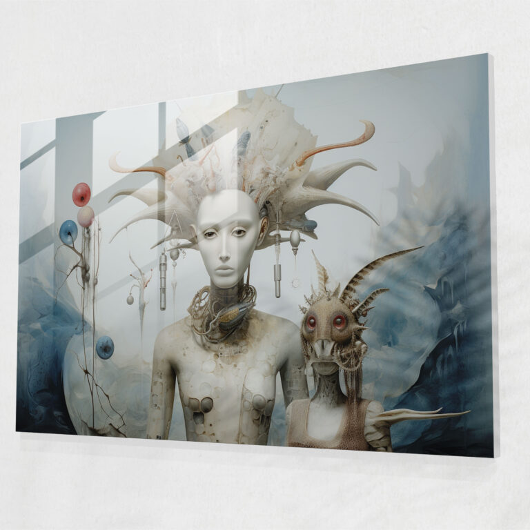 Surrealist Mythological Fusion Glass Print - Mythology, Glass Print, Glass Wall Art, Dreamlike