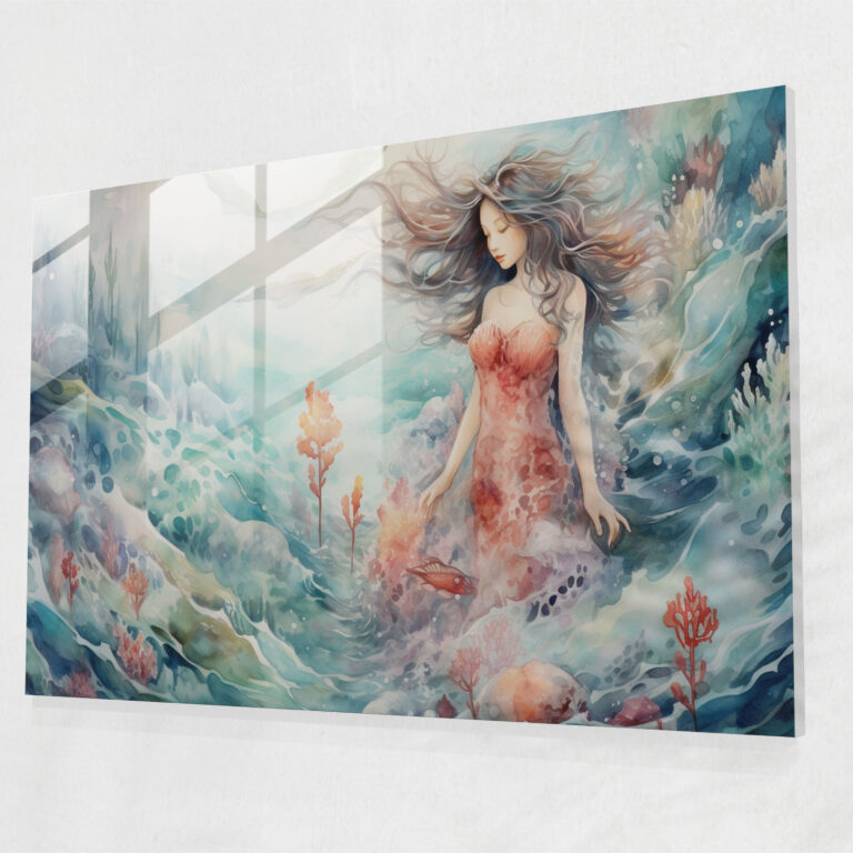 Ethereal Mythical Creatures Glass Print - Mythology, Modern Art, Dreamy, Glass Wall Art