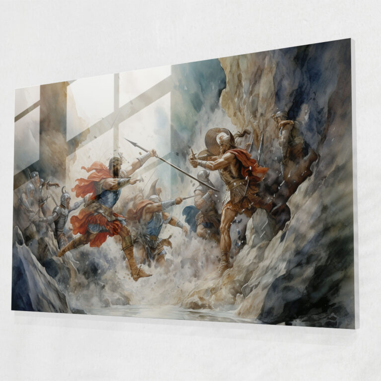 Gods Vs. Titans Glass Print - Mythology, Mythology, Greek Gods, Realistic Painting