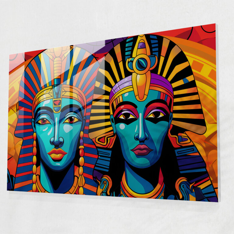 Egyptian Deities Glass Wall Art - Mythology, Glass Art, Contemporary Flair, Pop Art